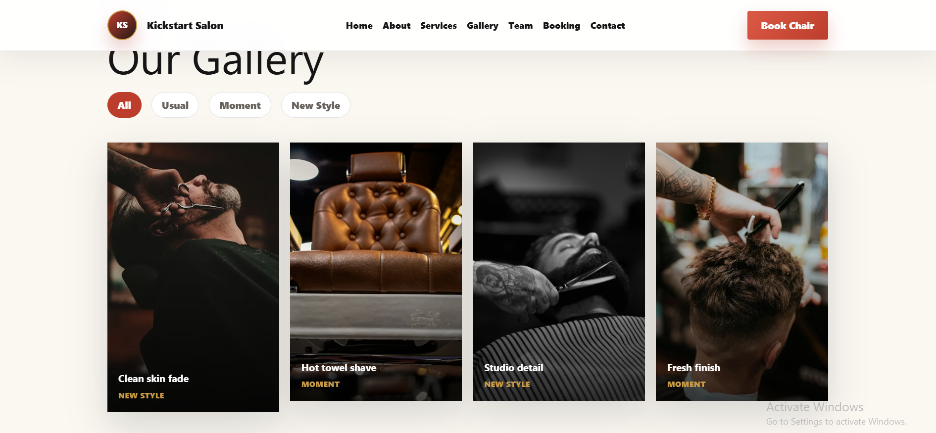 Salon Website screenshot