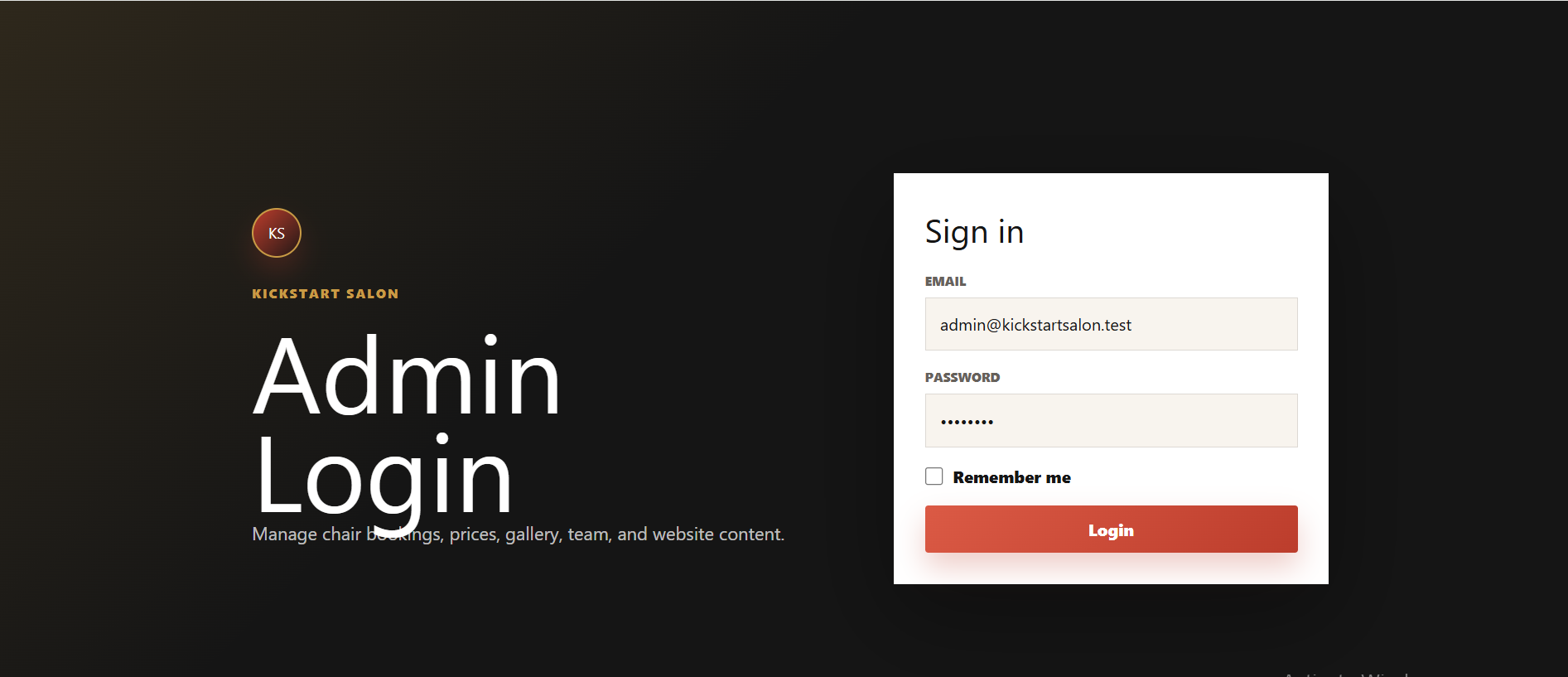 Salon Website screenshot
