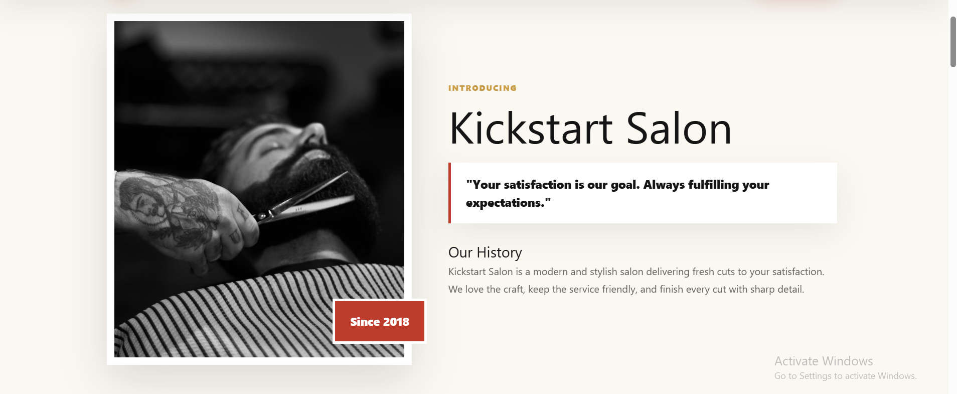 Salon Website screenshot